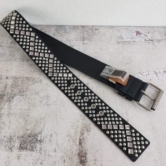 NWOT Vine & Thistle Genuine Leather Wide Belt Embellished Studded Crystals sz S main image 7